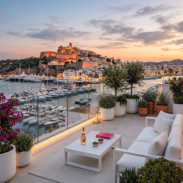 Luxury Penthouse Terrace with Marina View