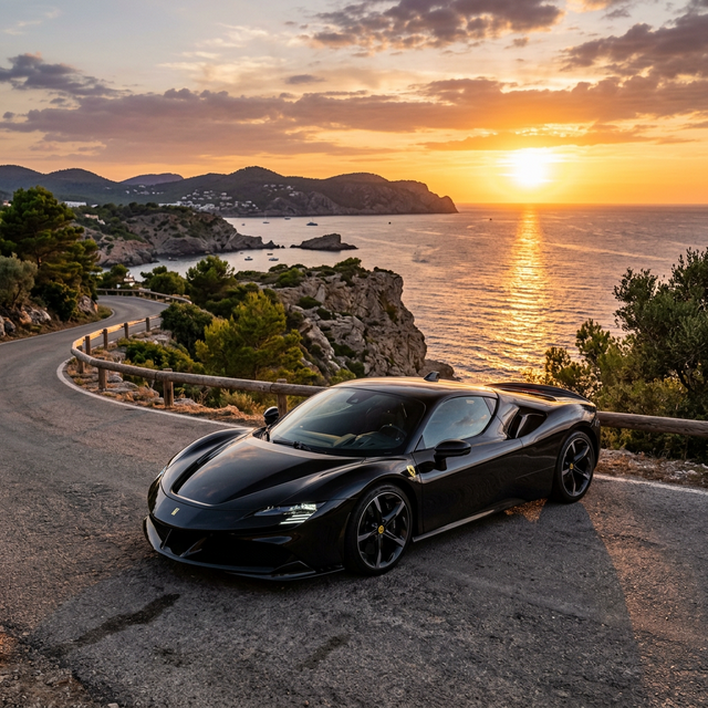 Sleek Supercar at Sunset
