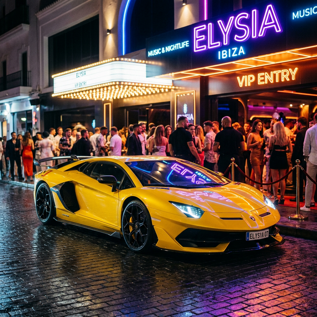 High-End Sports Car outside Nightclub