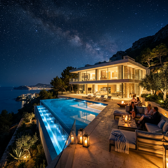 Luxury Ibiza Villa Night View